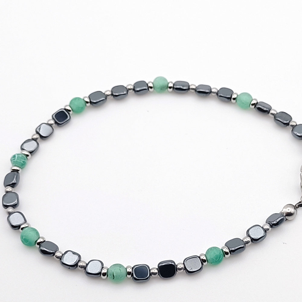 Bracciale Unisex Ematite e Agata Verde made in italy