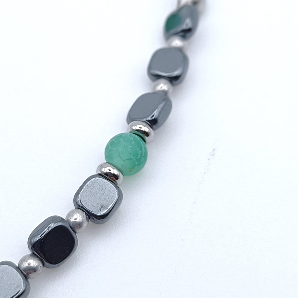 Bracciale Unisex Ematite e Agata Verde artigianale