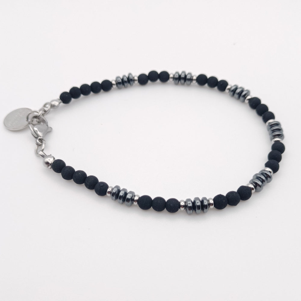 Bracciale Unisex Pietre Laviche Nere Ematite by ungioiellopere
