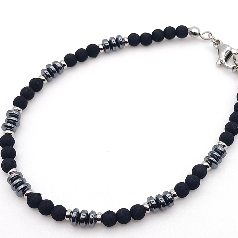 Bracciale Unisex Pietre Laviche Nere Ematite ungioielloperte