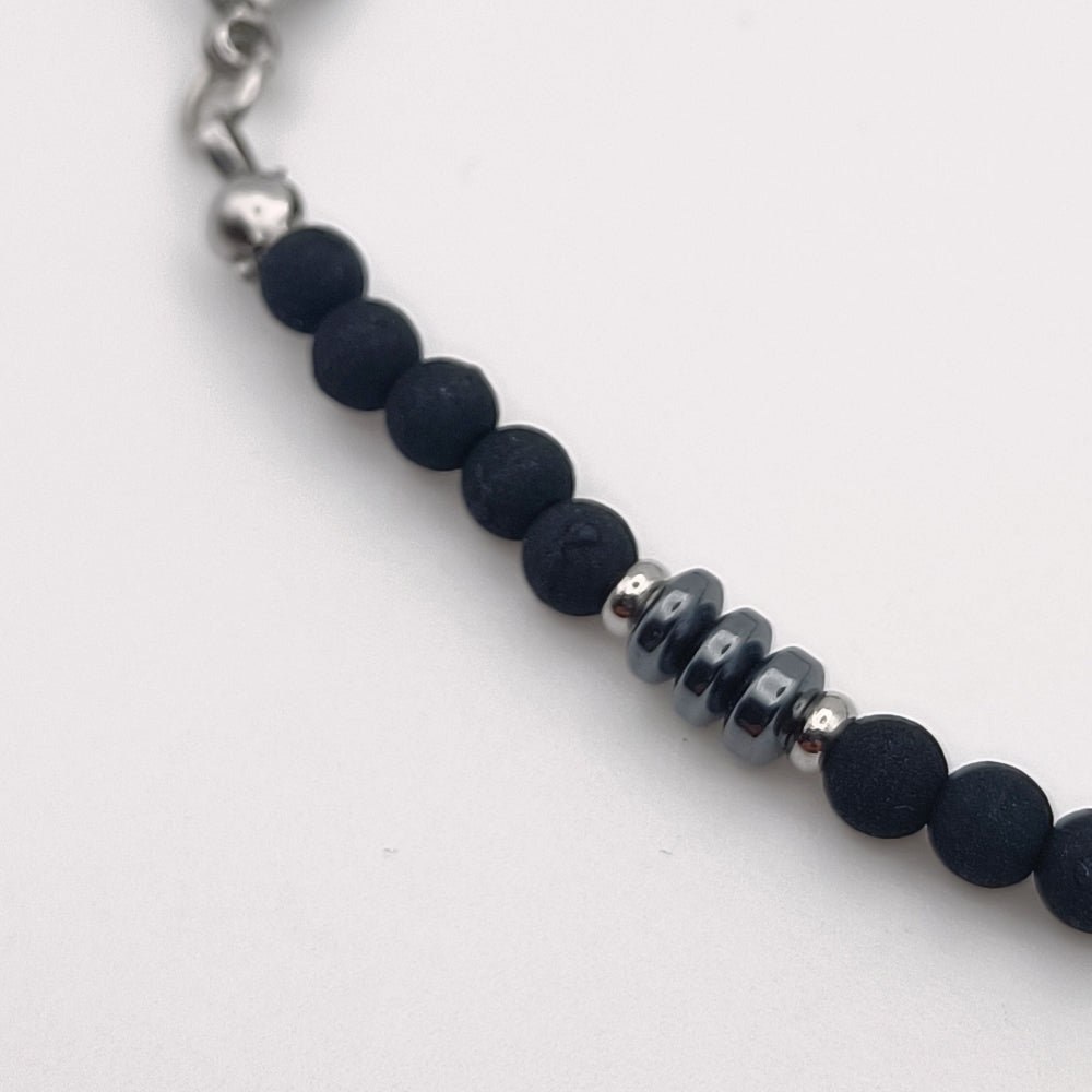 Bracciale Unisex Pietre Laviche Nere Ematite made in Italy