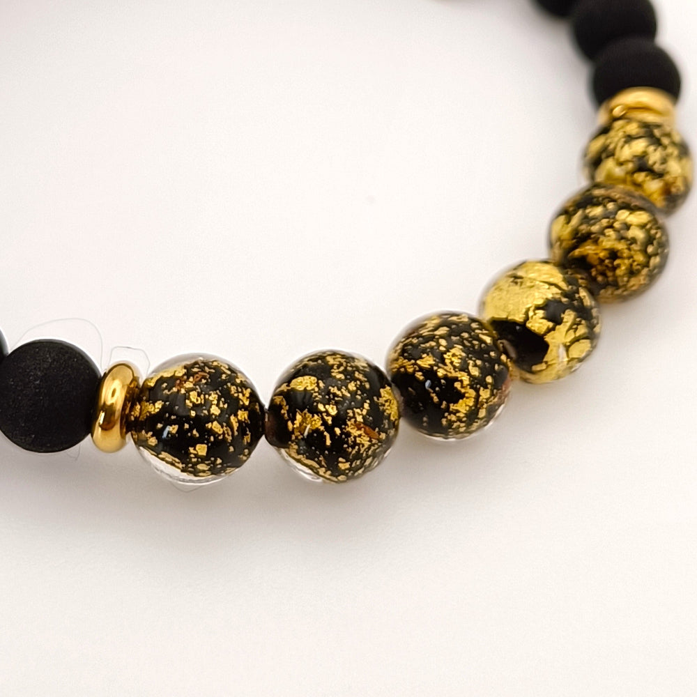 Bracciale  Unisex in vetro di murano e lava sintetizzata particolare