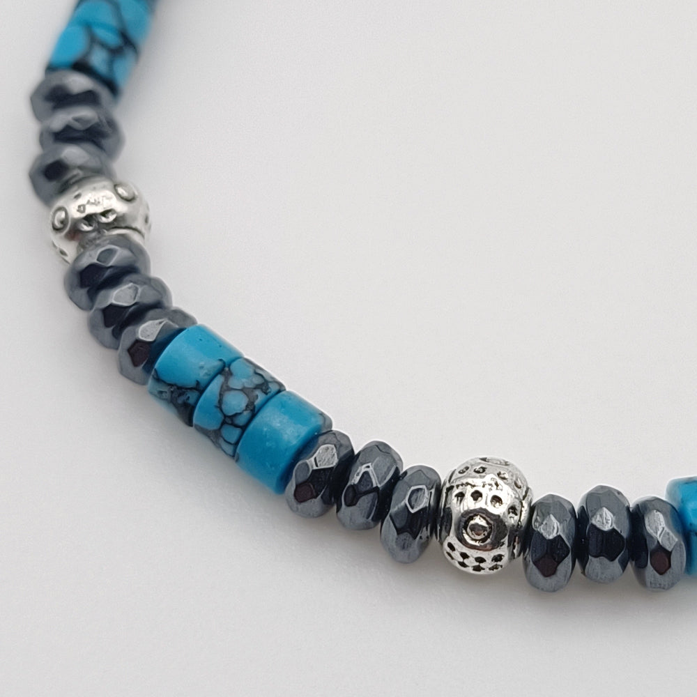 particolare Bracciale Uomo Unisex Ematite Turchese