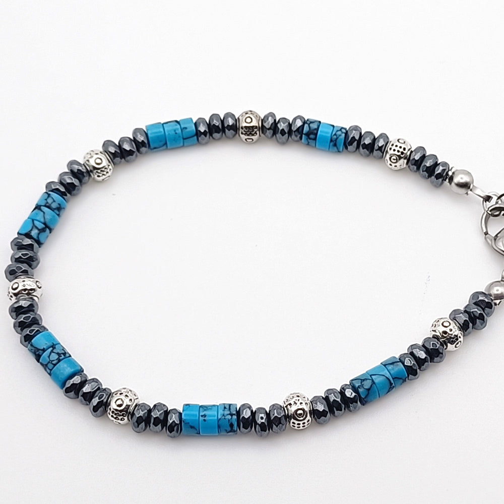 Bracciale Uomo Unisex Ematite Turchese made in italy
