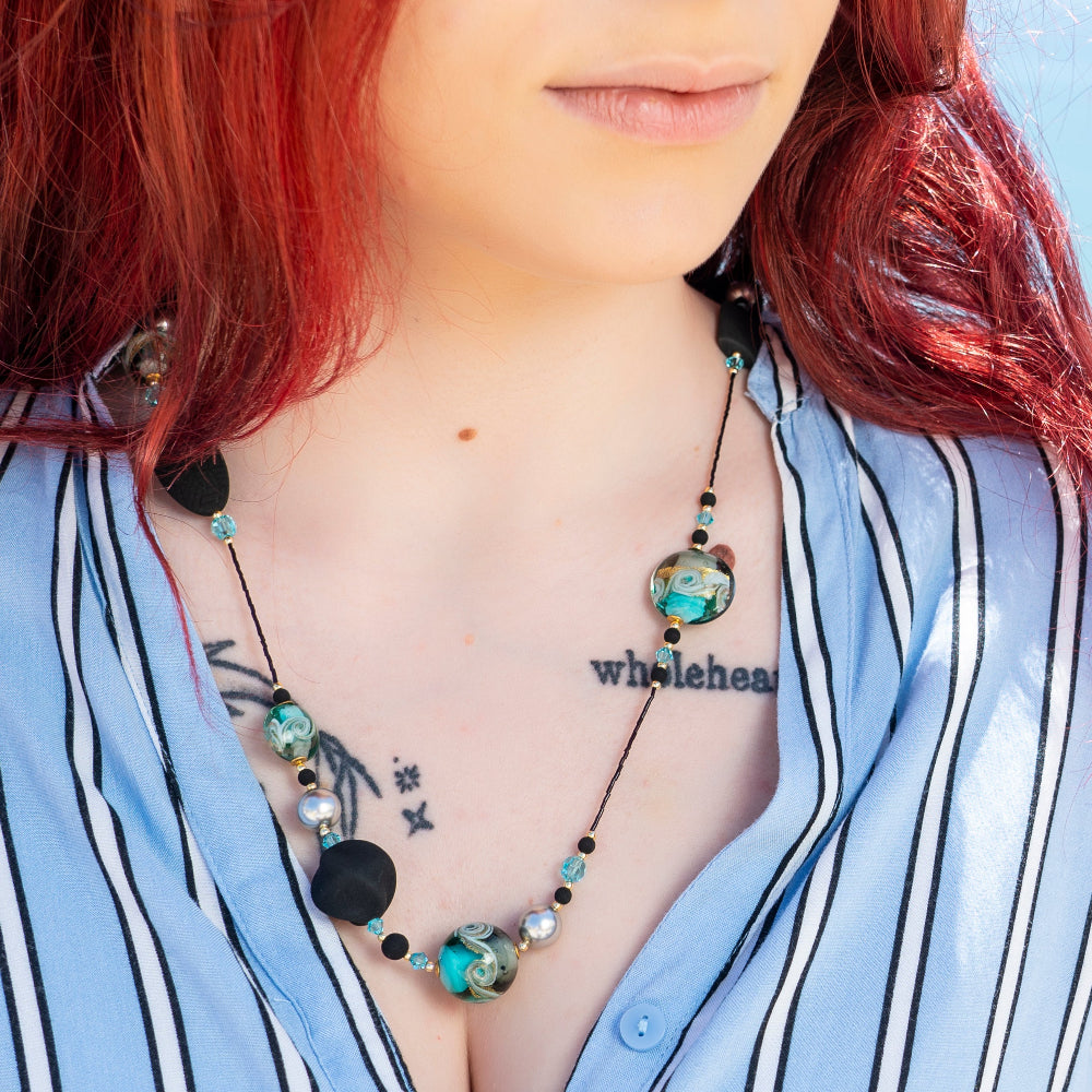 Collana Donna Vetro di Murano e Cristallo perlato
