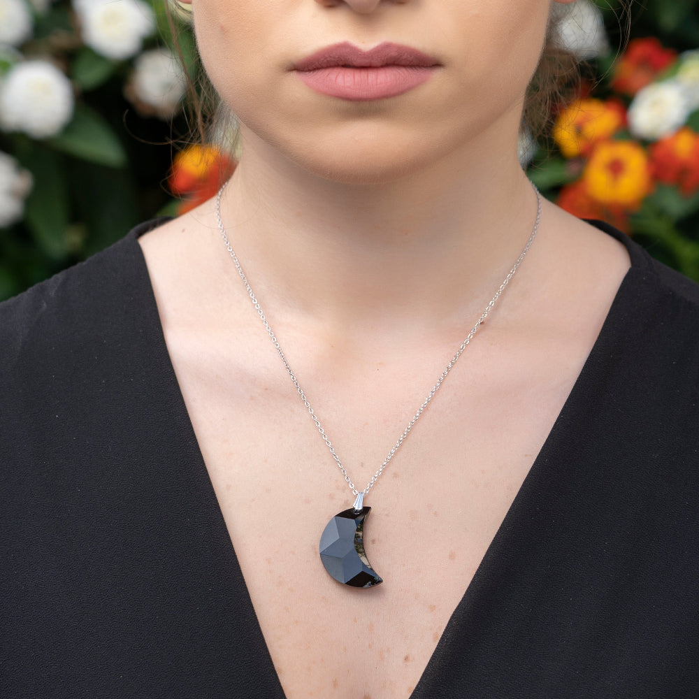 Collana Donna Pendente Mezza Luna Vetro