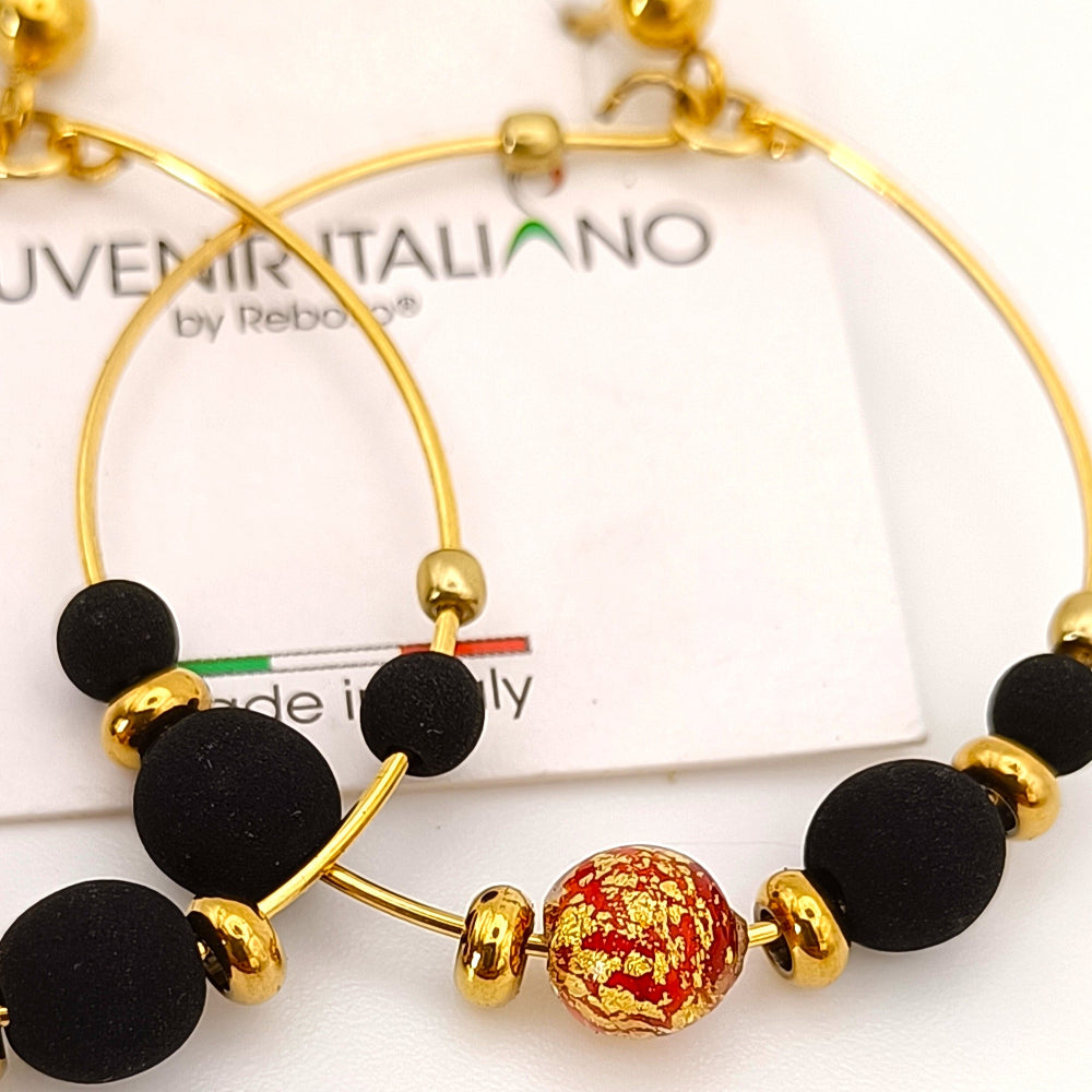 Orecchini-cerchio-rosso-Souvenir-italiano-ungioielloperte