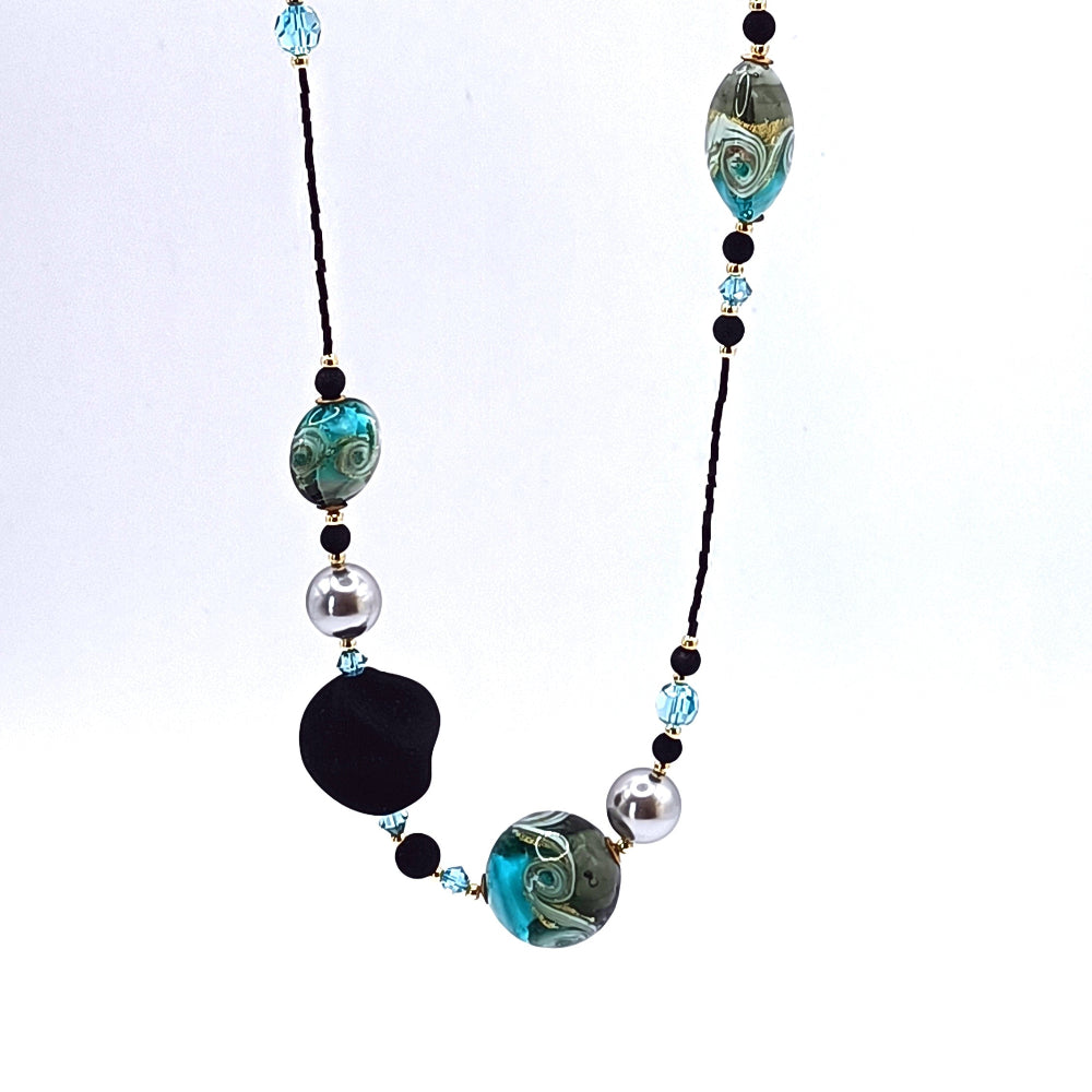 Collana Donna Vetro di Murano e Cristallo perlato