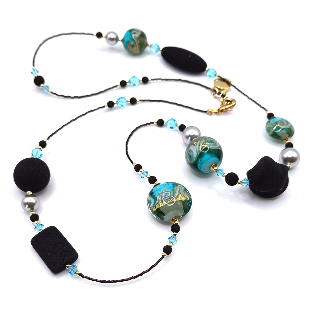 Collana Donna Vetro di Murano e Cristallo perlato