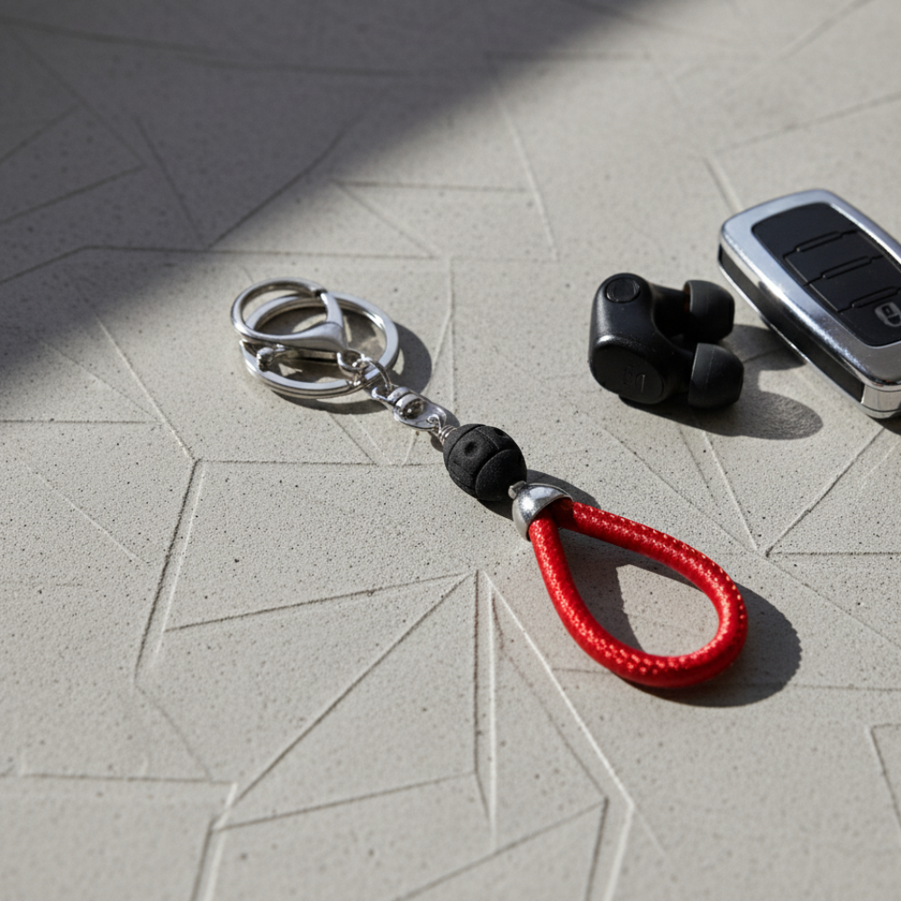 Portachiavi pietra lavica e cuoio by Giamas