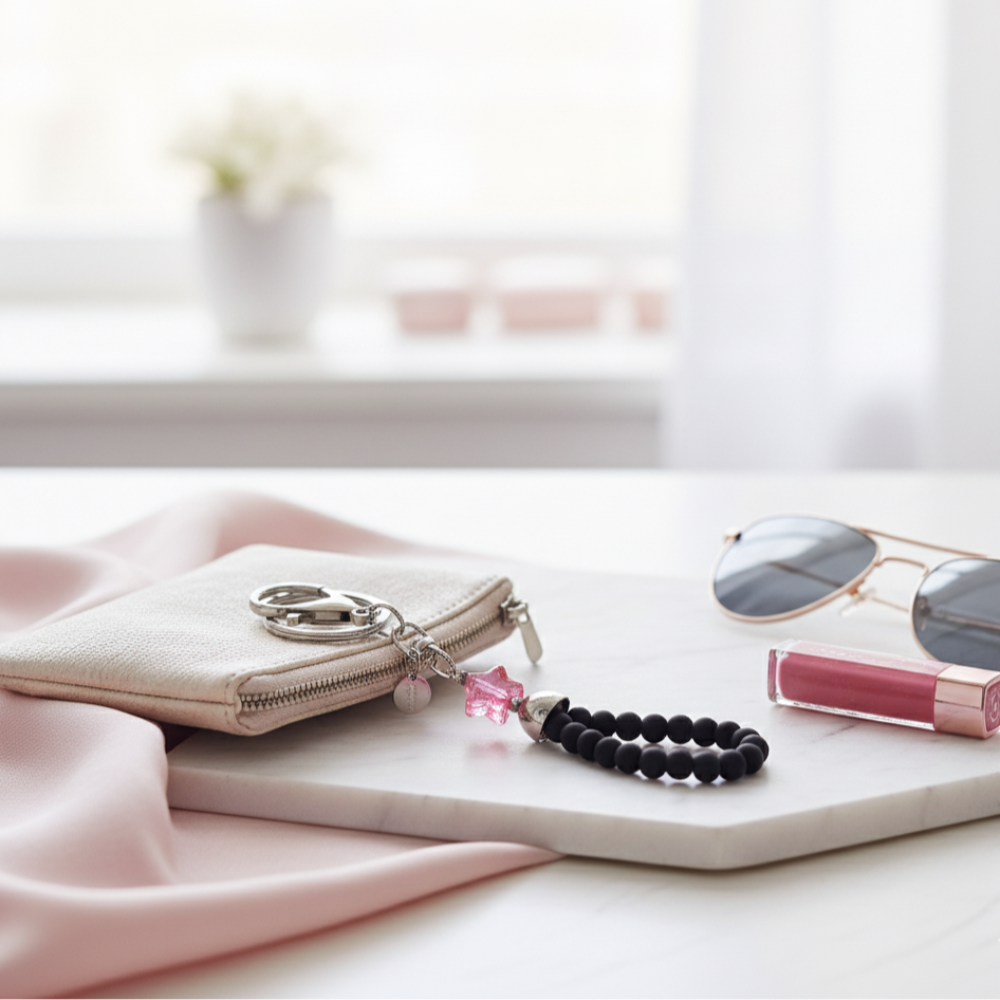 Portachiavi pietra lavica e cristallo Swarovski stella by Giamas