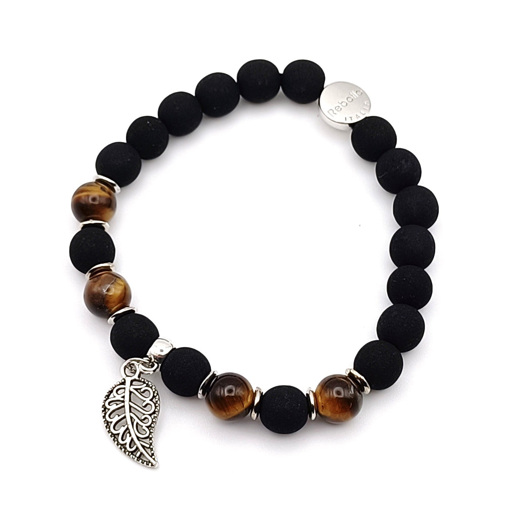 Bracciale Occhio di Tigre con Foglia da Uomo - ungioielloperte
