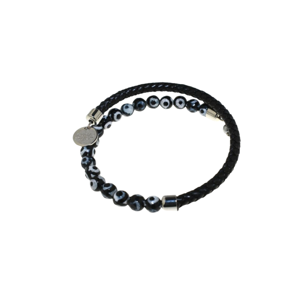 Bracciale a doppio giro di perle e cuoio by ungioielloperte