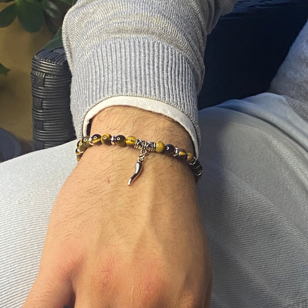 Bracciale da uomo con pietra naturale con filo in acciaio by ungioielloperte.com