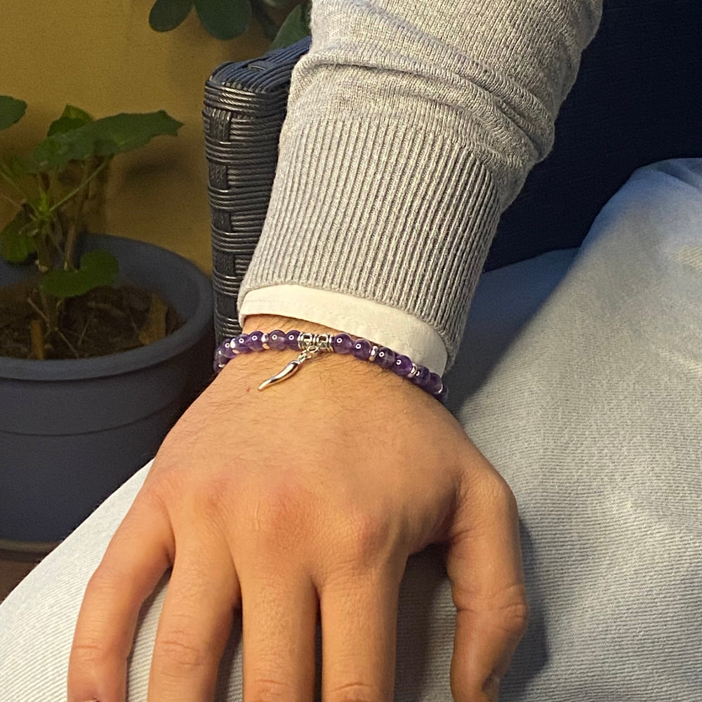 Bracciale da uomo con pietra naturale con filo in acciaio by ungioielloperte.com