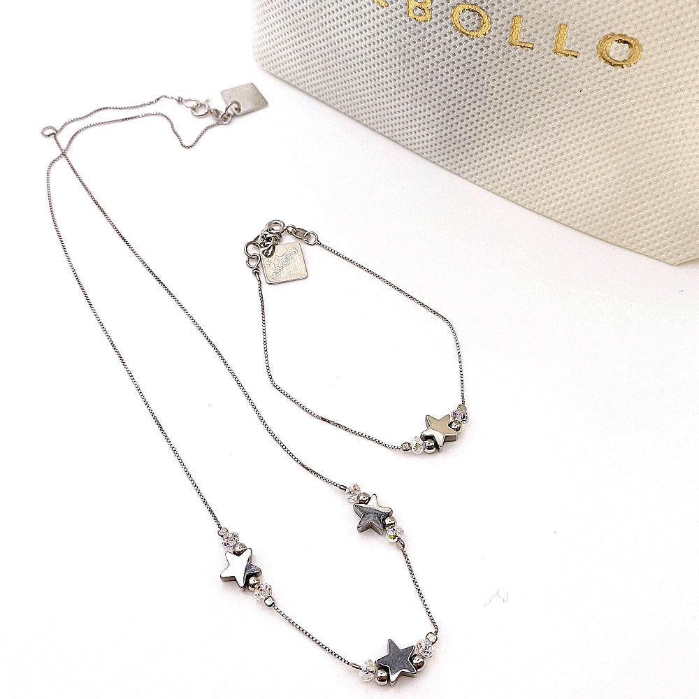 collana e bracciale argento con stelle e cristalli Swarovski Elements - ungioielloperte