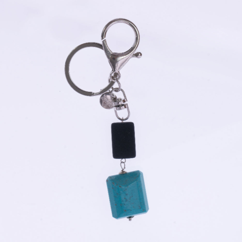 Portachiavi turchese PMMA pietra lavica - accessorio moderno elegante