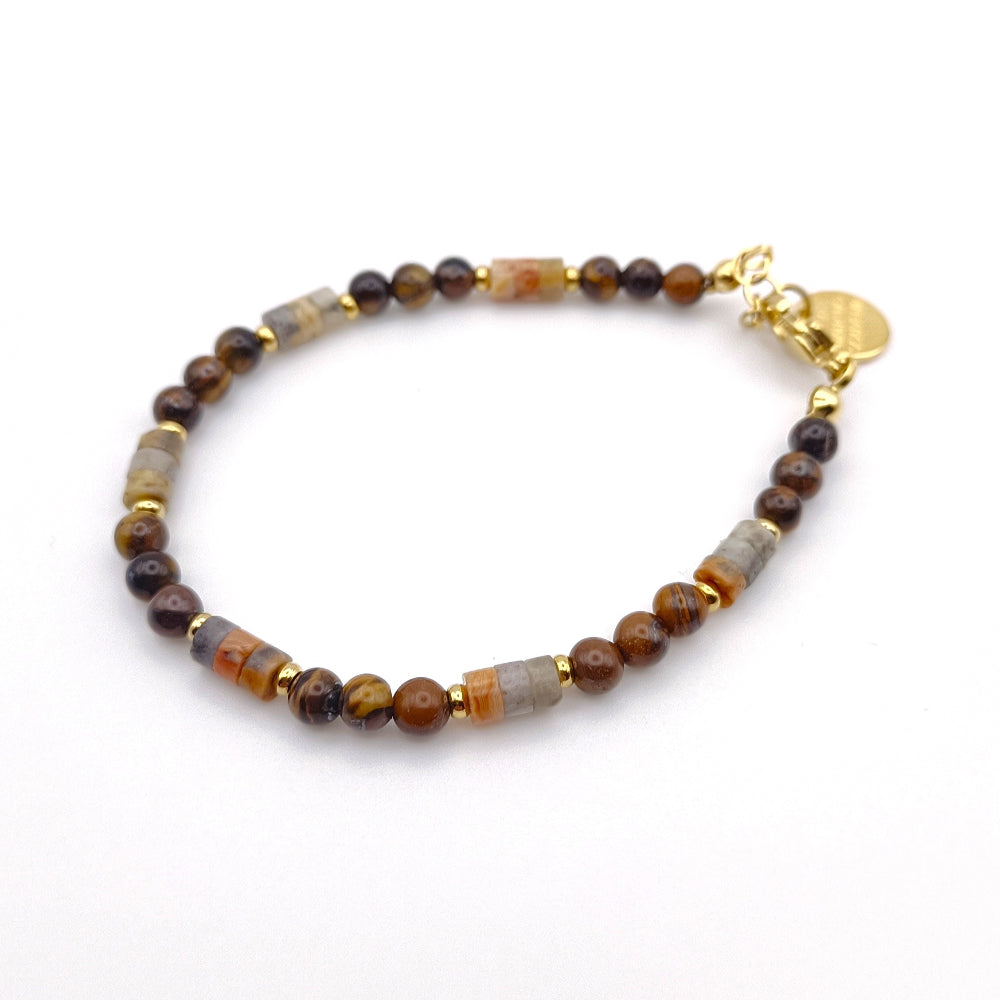 Bracciale in Pietre Naturali Occhio di Tigre e Labradorite by ungioielloperte
