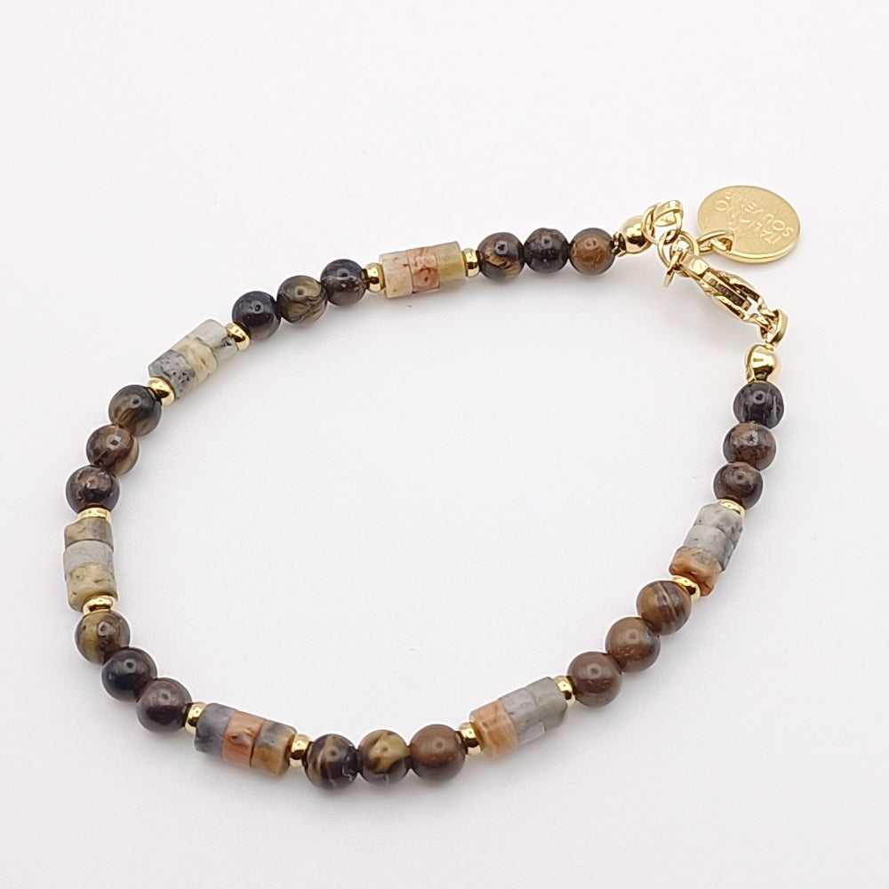 Bracciale in Pietre Naturali Occhio di Tigre e Labradorite Artigianato italiano