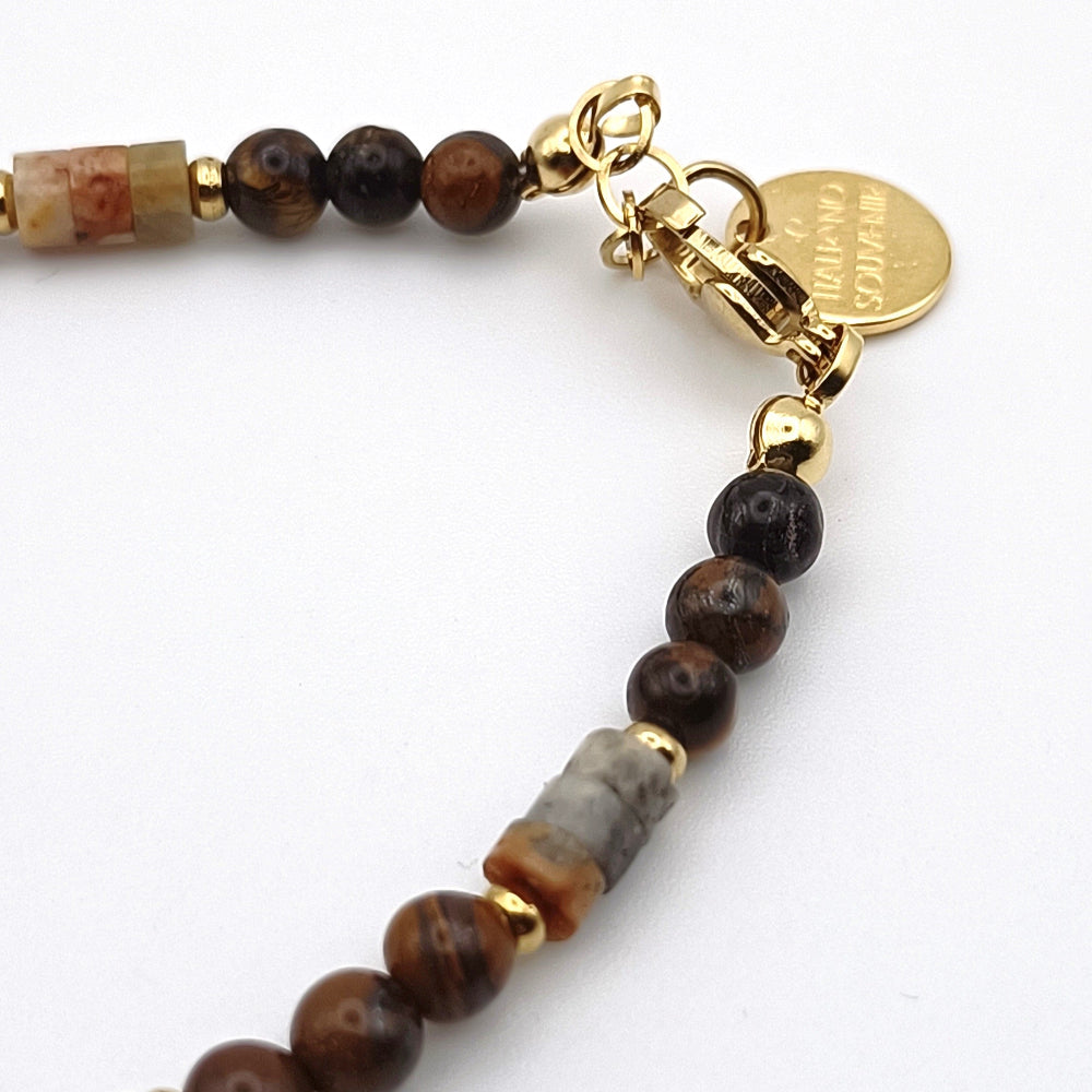 Bracciale in Pietre Naturali Occhio di Tigre e Labradorite Unisex