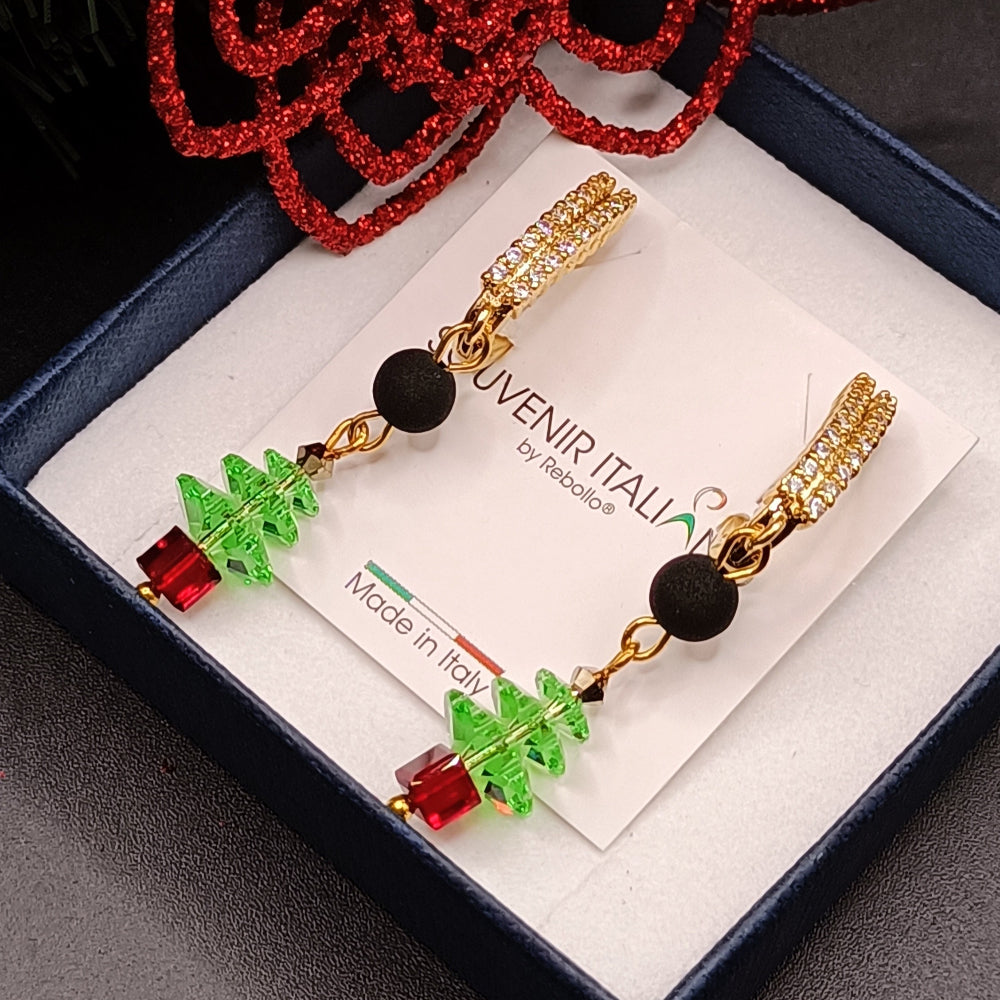 Orecchini pendenti natalizi con albero di Natale - ungioielloperte