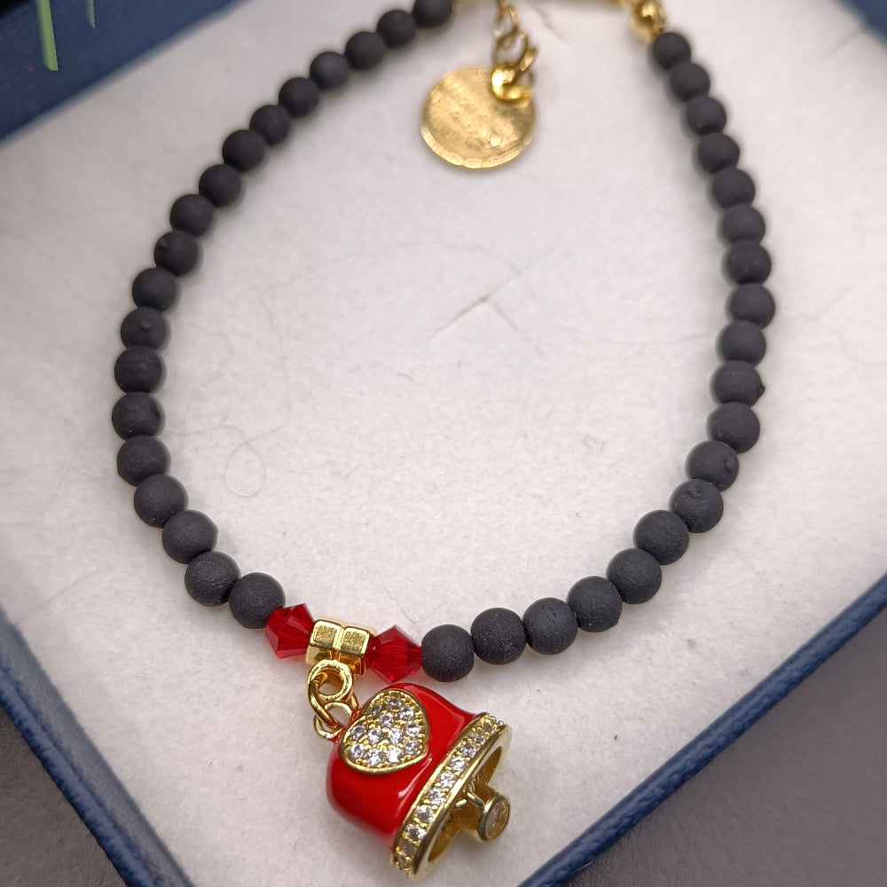 Set Collana, Bracciale e Orecchini in Perle di Lava e Campanella Rossa – Eleganza e Tradizione italiana