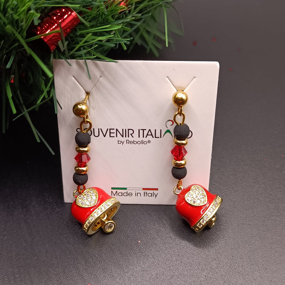 Set Collana, Bracciale e Orecchini in Perle di Lava e Campanella Rossa – Eleganza e Tradizione